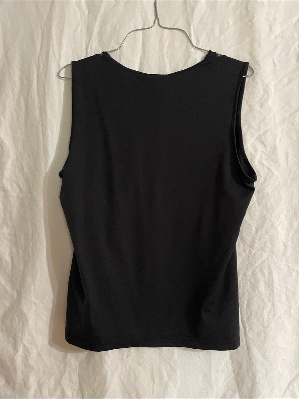 Petite size Medium Covington Black Lace-Trim V-Neck Sleeveless Top - Picture 4 of 4
